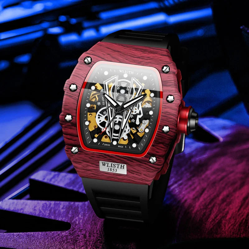 WLISTH Men's Watch Barrel Type Mechanical Watch Men Waterproof Luminous Business Men Mechanical Wristwatches Clock Montre Homme