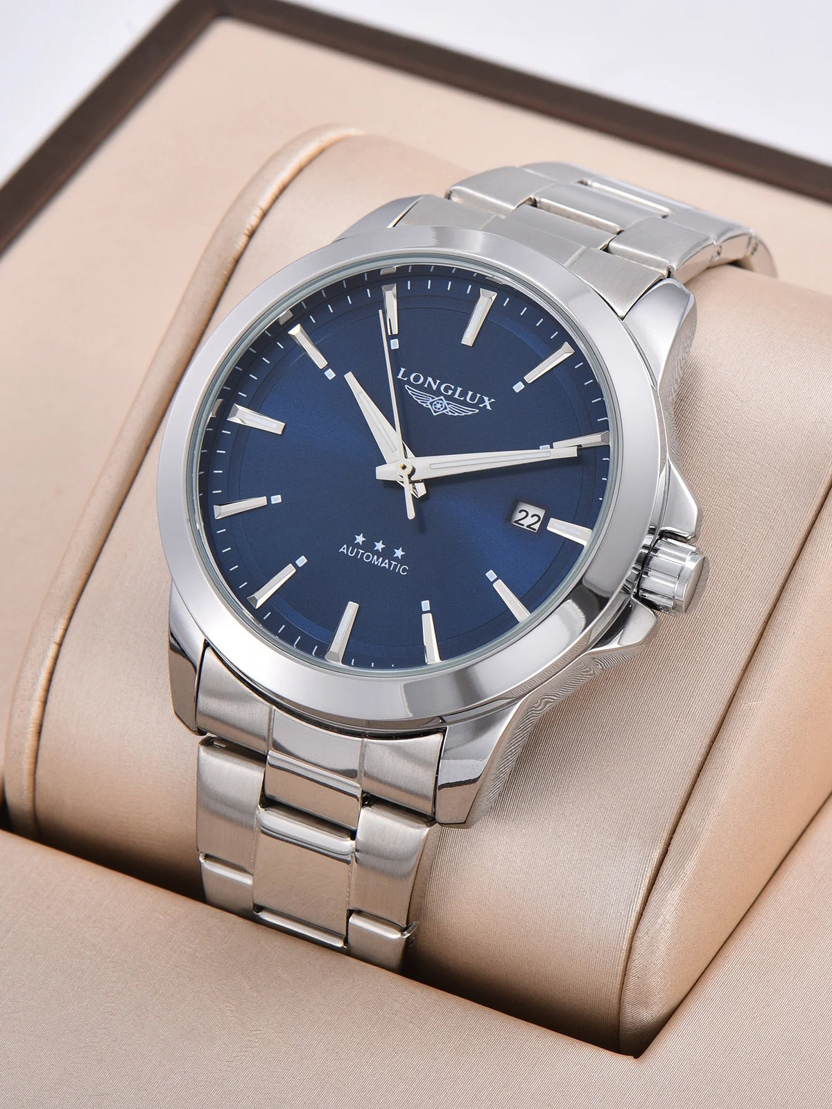 Tonneau automatic watch side view