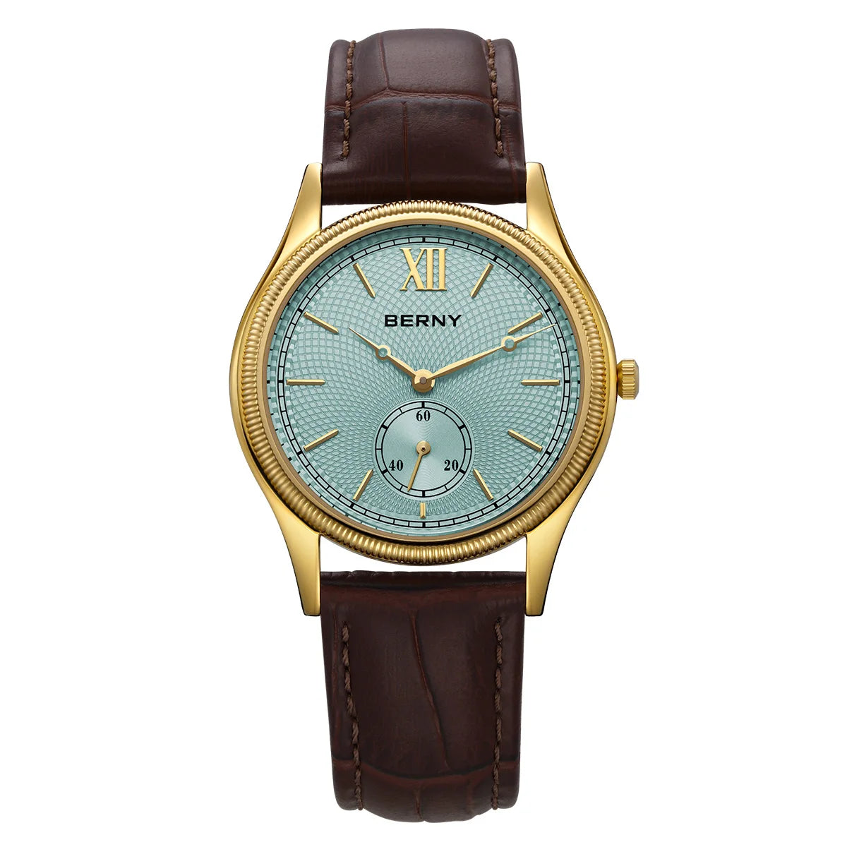BERNY Classic - Ice Blue dial, brown strap