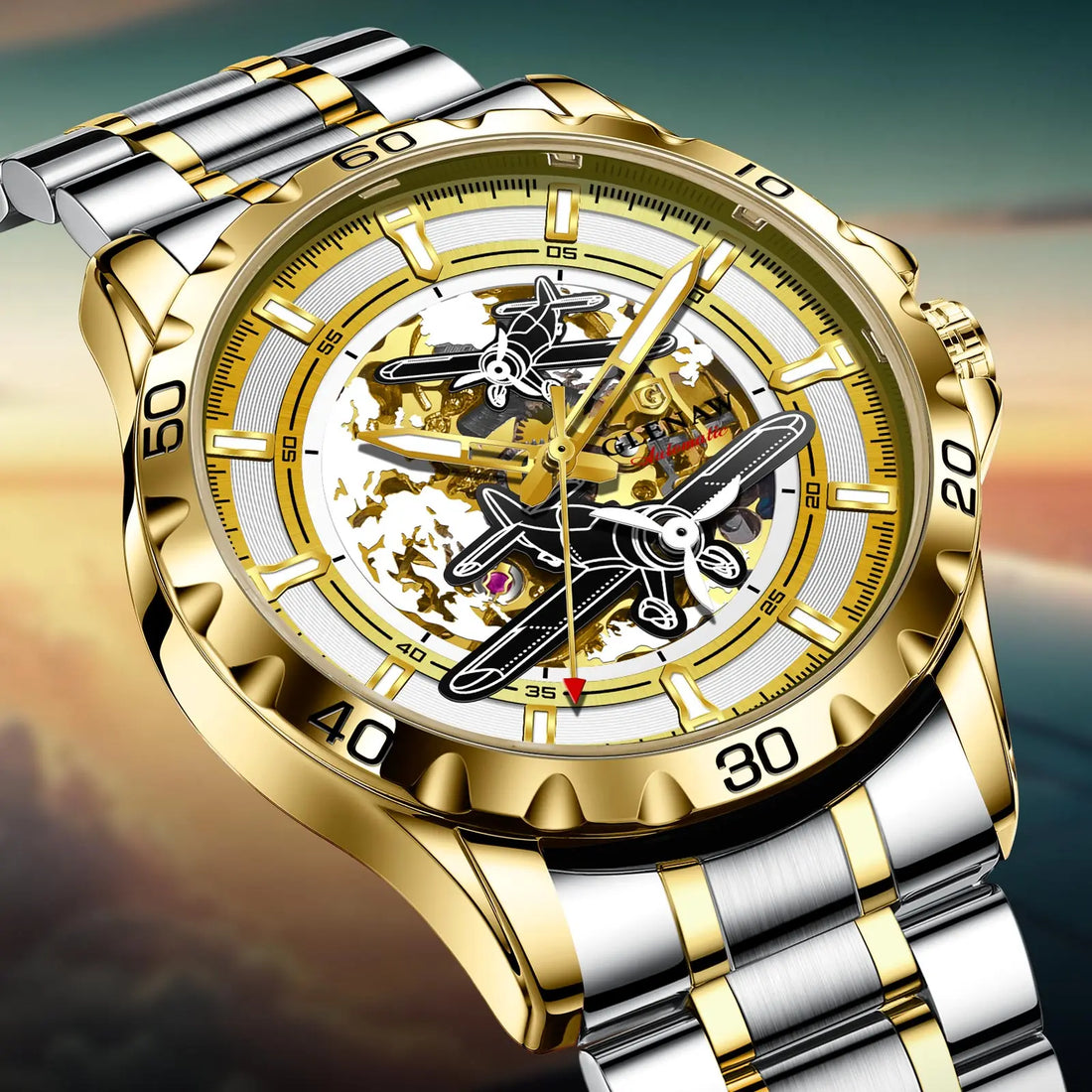 Glenaw Aircraft fully automatic mechanical men's watches, multi-color, trendy and fashionable personalized top brand watches